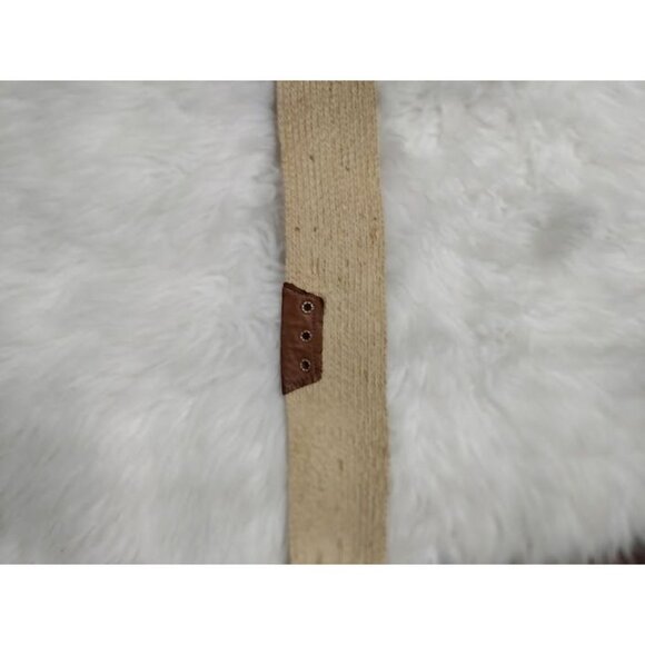 Woven Straw Elastic Belt With Brown Leather Accents - Picture 8 of 10